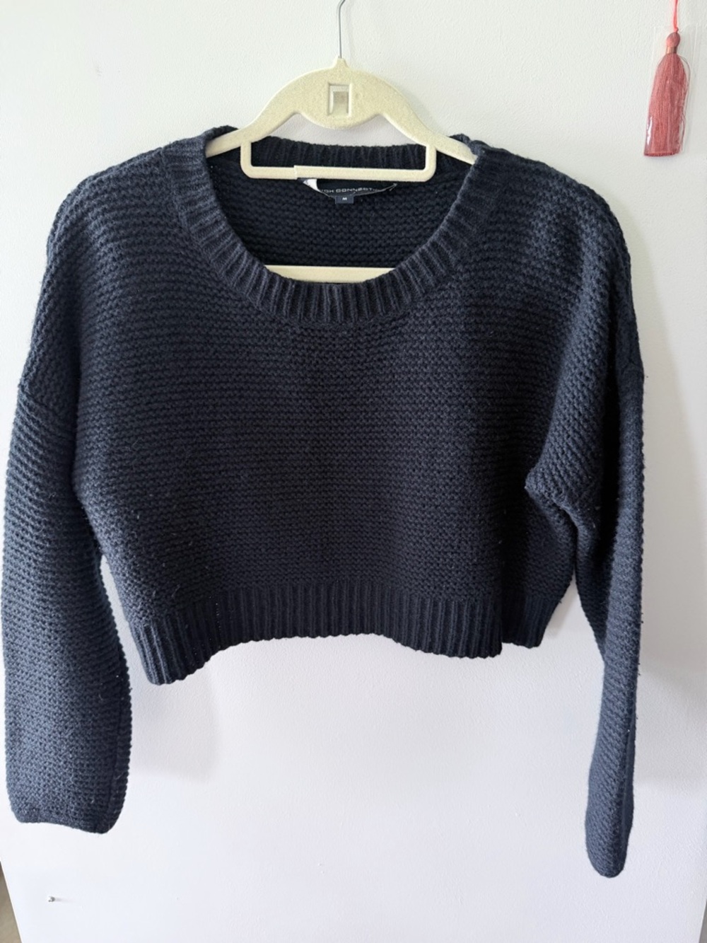 French Connection Black Cropped Crew Sweater